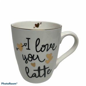 Hazel And Co Coffee Mug I Love You Latte Tea Cup White Black Gold